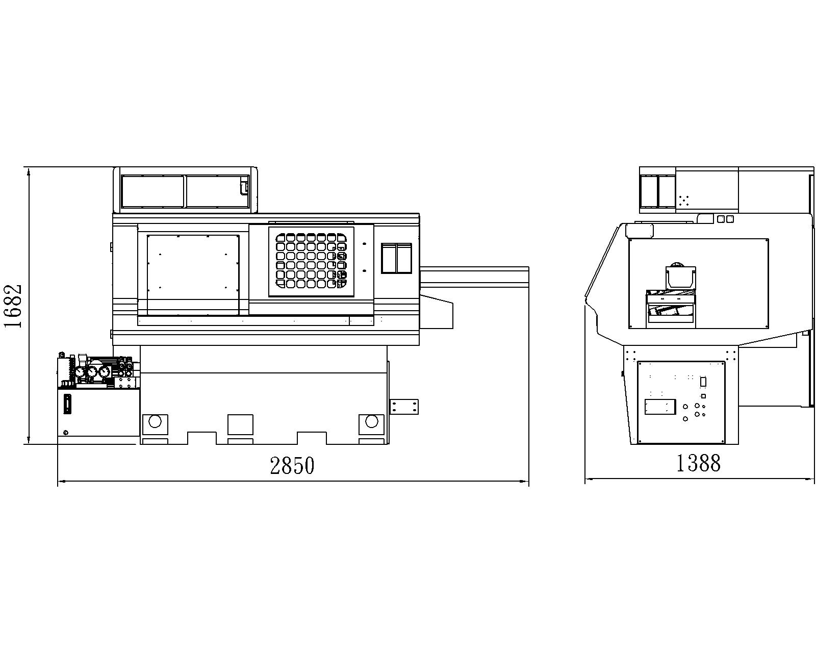 FTC-10PT 機械外觀尺寸圖 2000×1350×1650mm